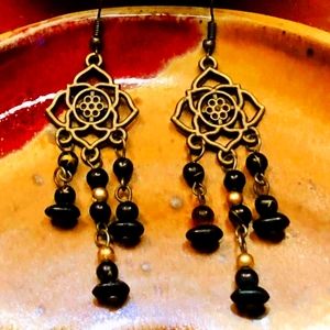 Lotus Flower Dangling Earrings
